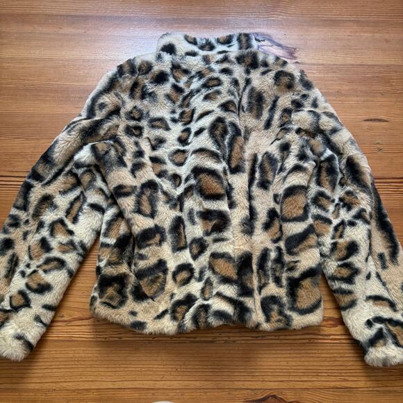 Vero Moda cheetah print faux fur snap winter coat SIZE L - Picture 6 of 6